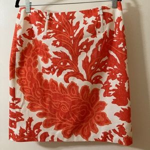 Worth brand , short Orange & White Pique pencil skirt, fully lined